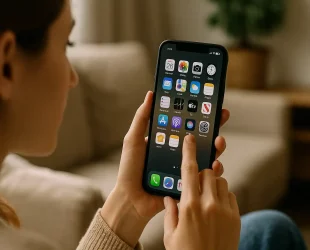 A young woman scrolls through her cluttered home screen, trying to decide which app is actually worth keeping.