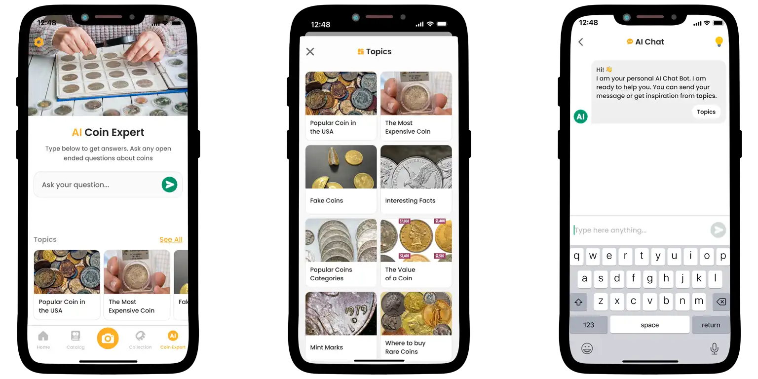 A screenshot showing the function of the Coin ID Scanner app.